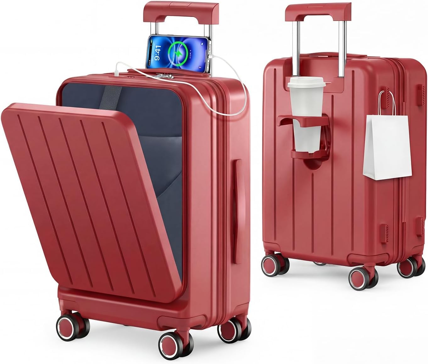 [BARGOHOY] スーツケース 42L ブラック　機内持ち込み可能 61U8vOJ6+BL.jpg